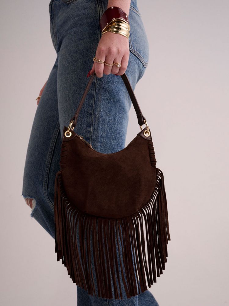 תיק צד חצי ירח עם פרנזים