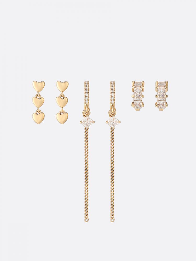 סט 3 זוגות עגילים