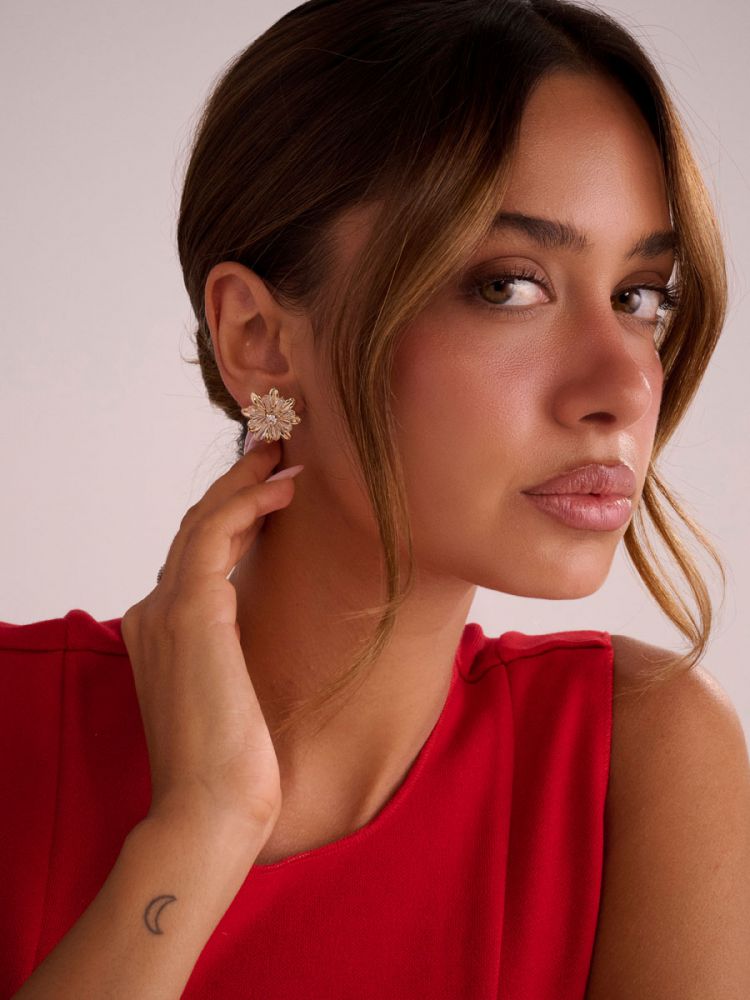 עגילי פרח קריסטלים