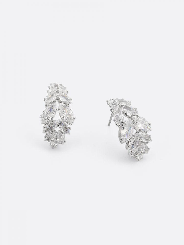 עגילי עלים מעוטרים