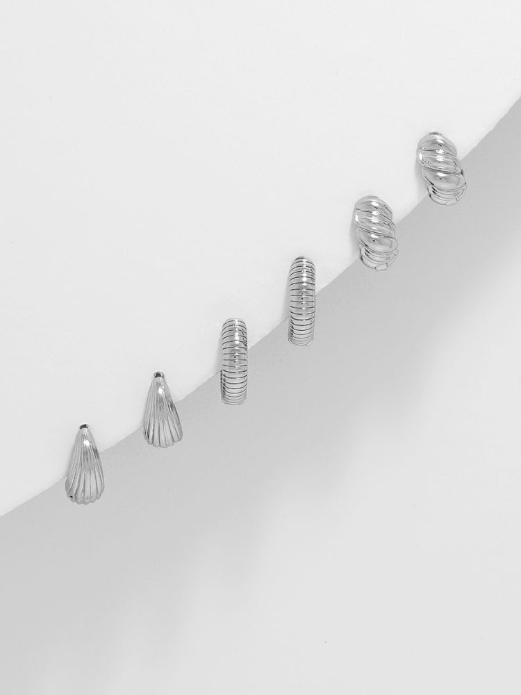 סט 3 זוגות עגילי חישוק