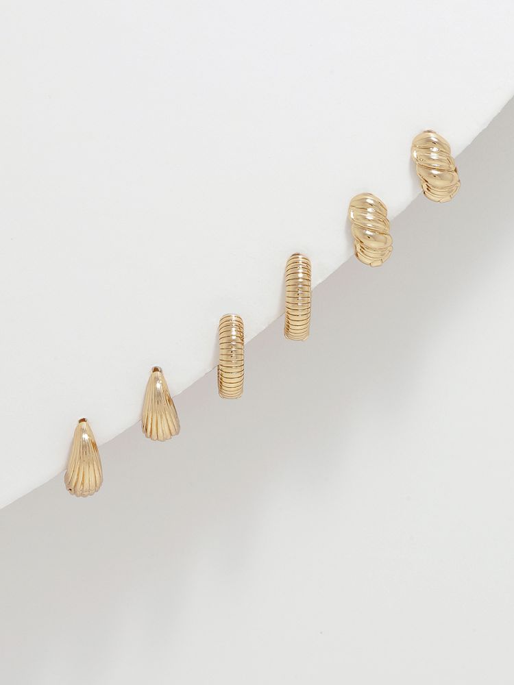 סט 3 זוגות עגילי חישוק