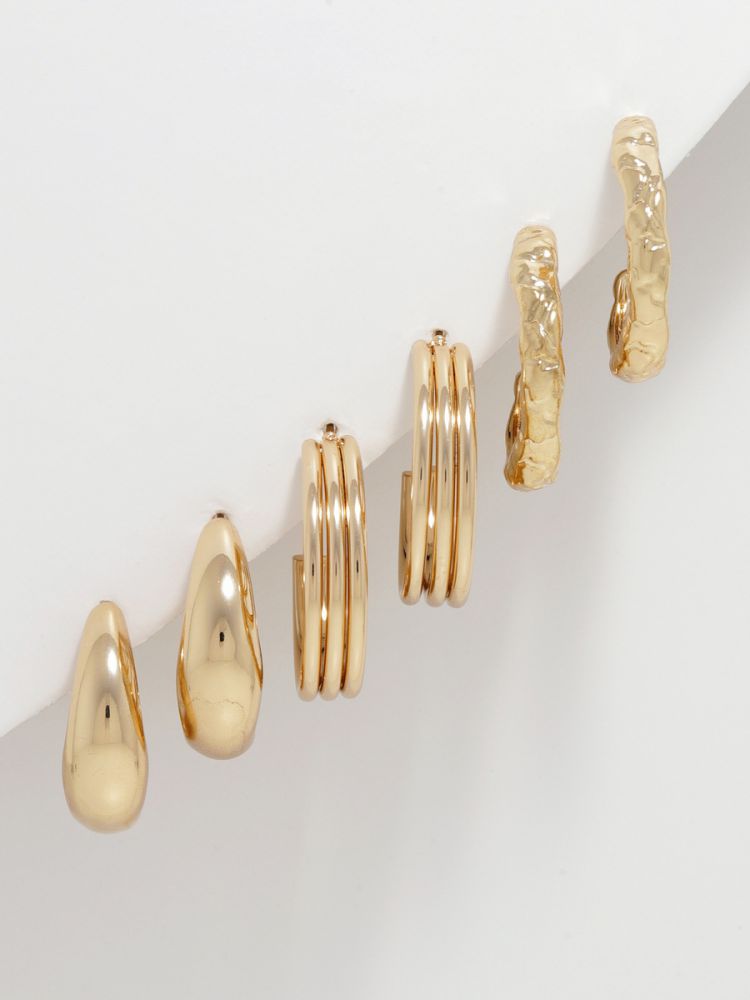 סט 3 זוגות עגילי חישוק