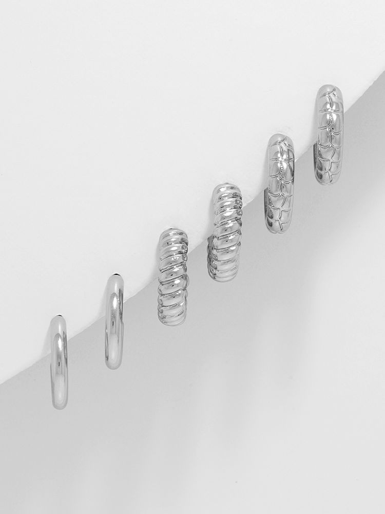 סט 3 זוגות עגילי חישוק