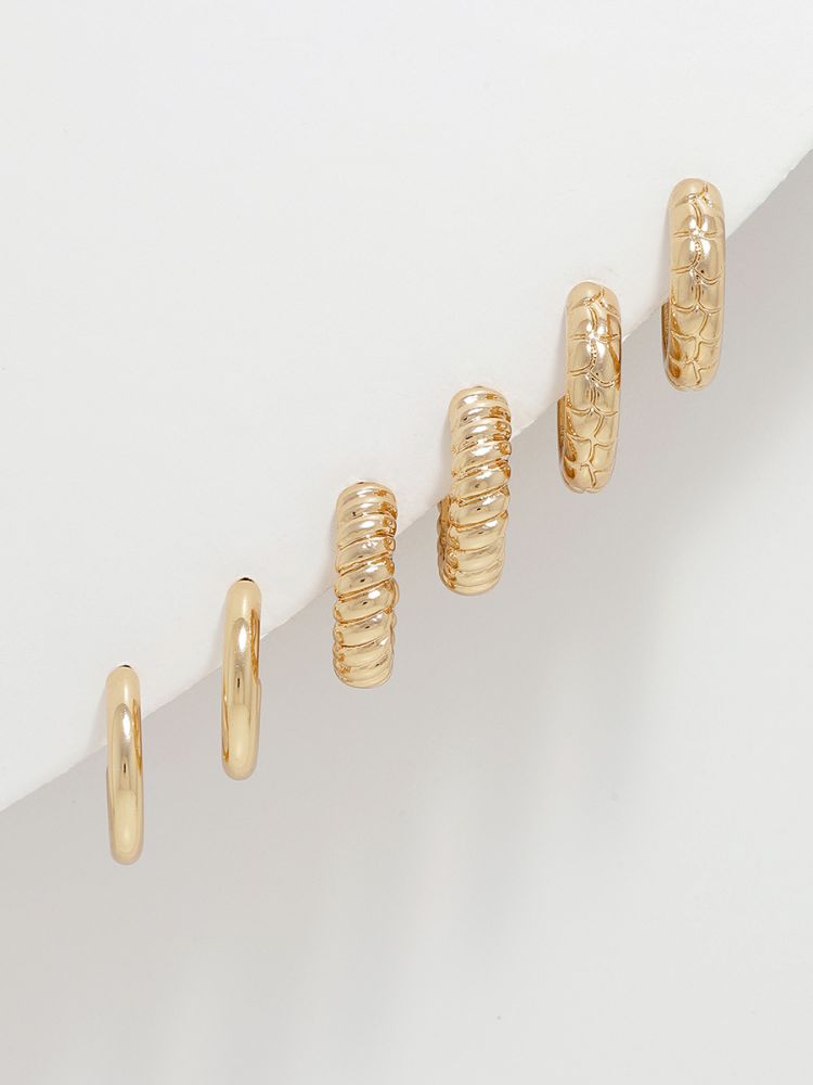 סט 3 זוגות עגילי חישוק