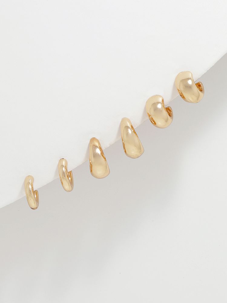 סט 3 זוגות עגילי חישוק