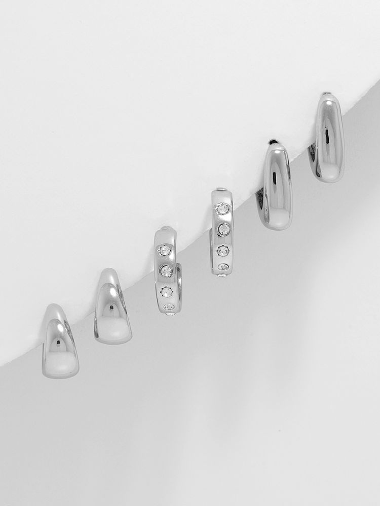 סט 3 זוגות עגילי חישוק