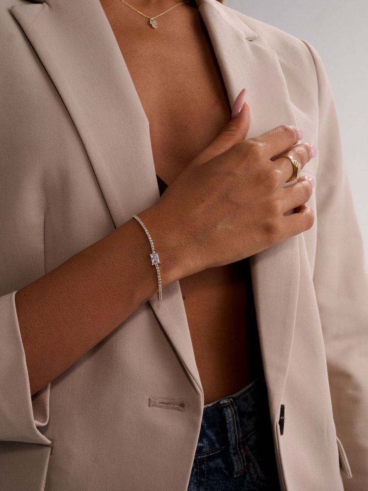 צמיד טניס משובץ בציפוי זהב 14K