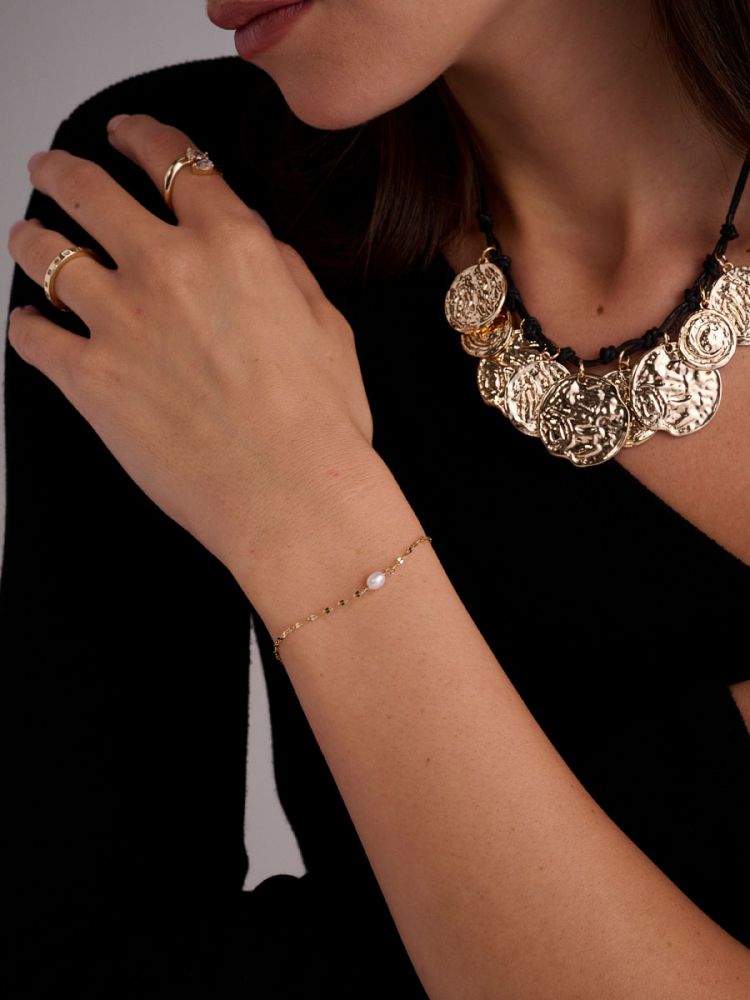 צמיד פנינה בציפוי זהב 14K