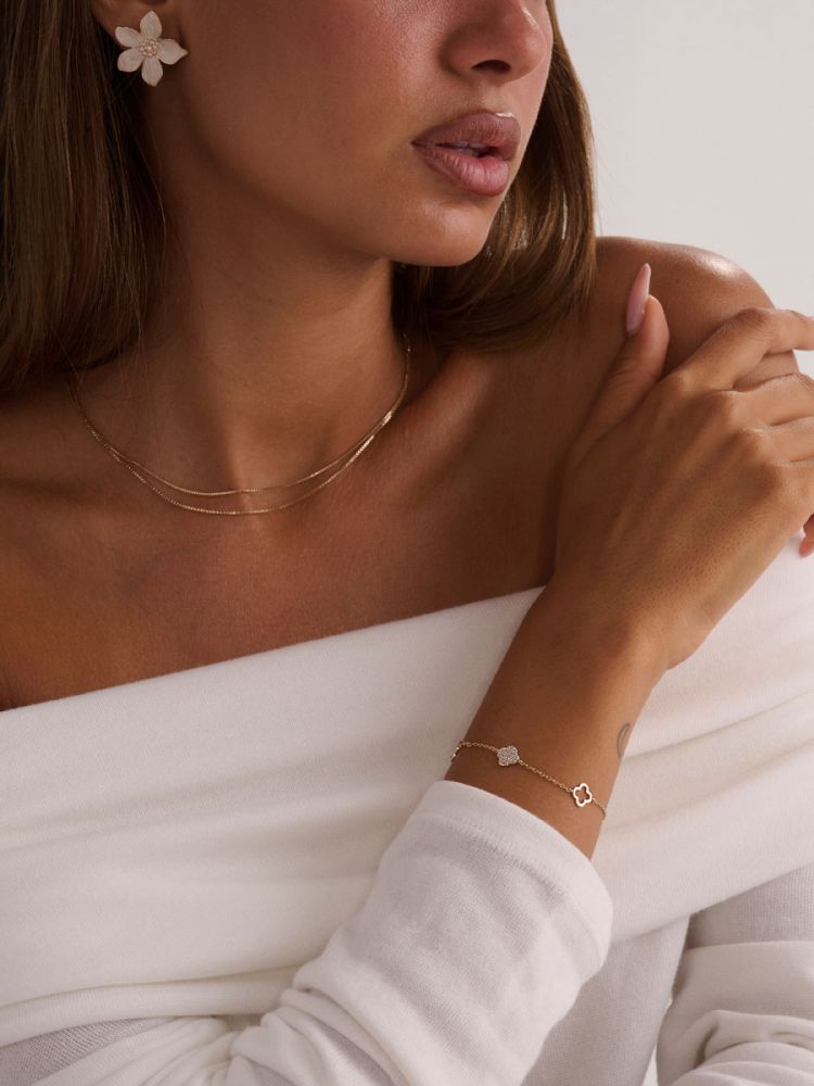 צמיד פרחים בציפוי זהב 14K