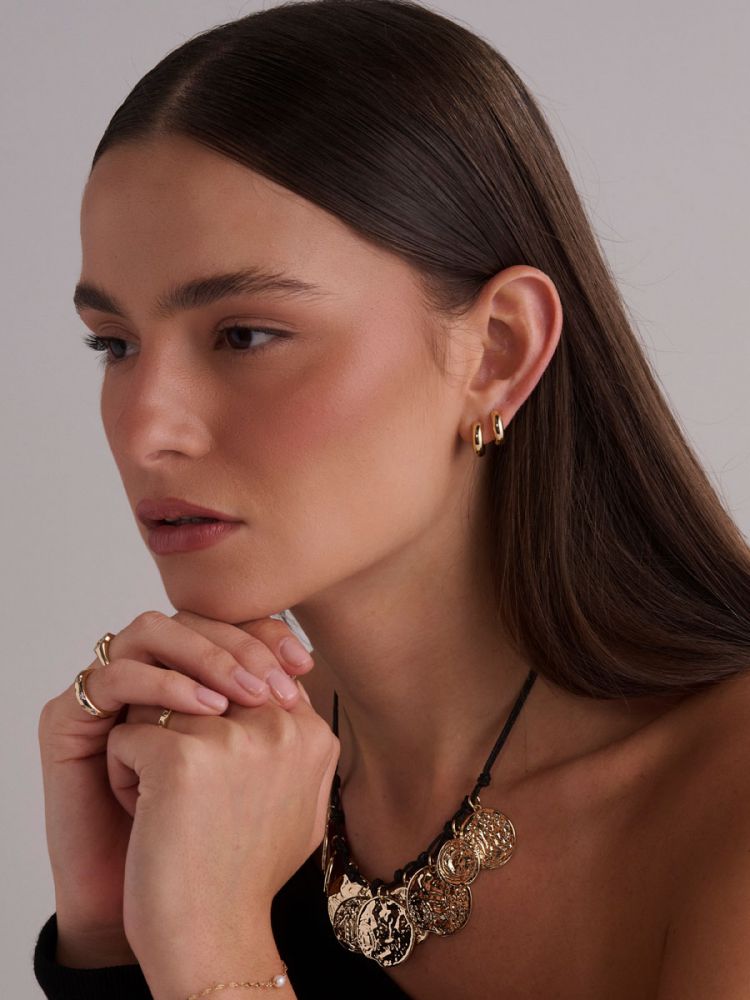 עגילי חישוק בציפוי זהב 14K