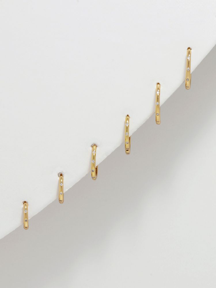 סט 3 עגילי חישוק בציפוי זהב 14K