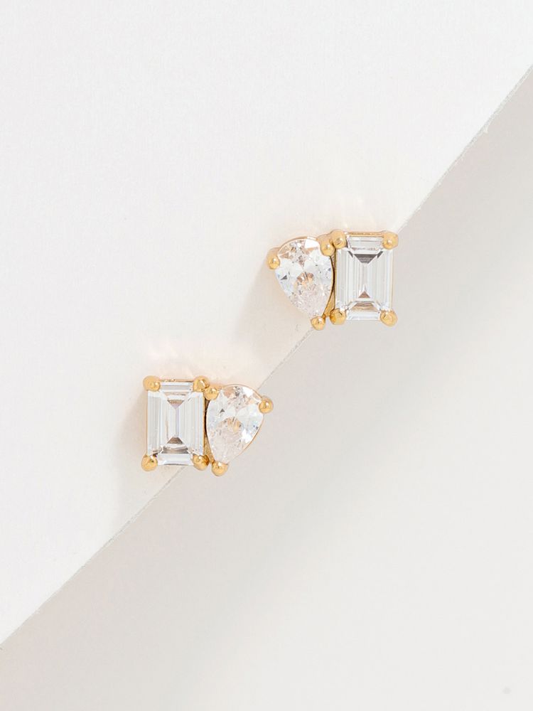 עגילי זירקון זמודים בציפוי זהב 14K