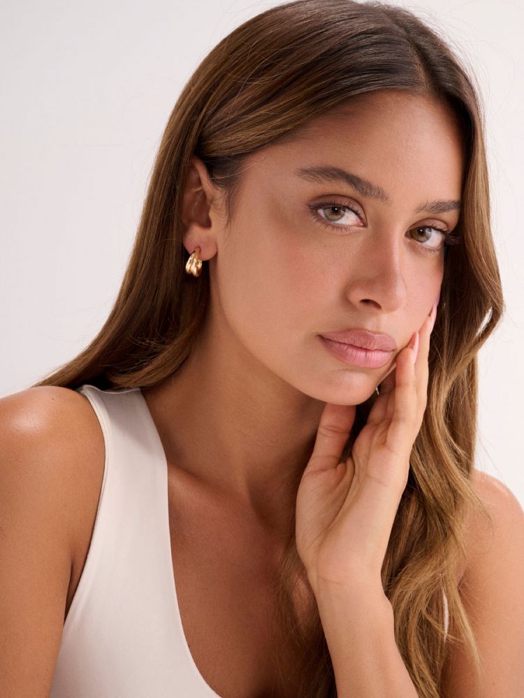 עגילי חישוק בציפוי זהב 14K