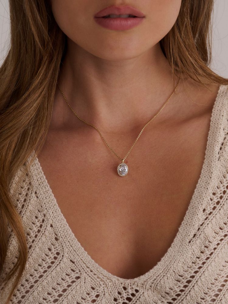 שרשת בציפוי זהב 14K עם תליון מושבץ