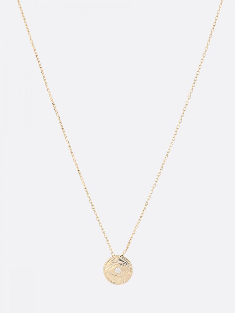 שרשרת עם תליון עגול בציפוי זהב 14K