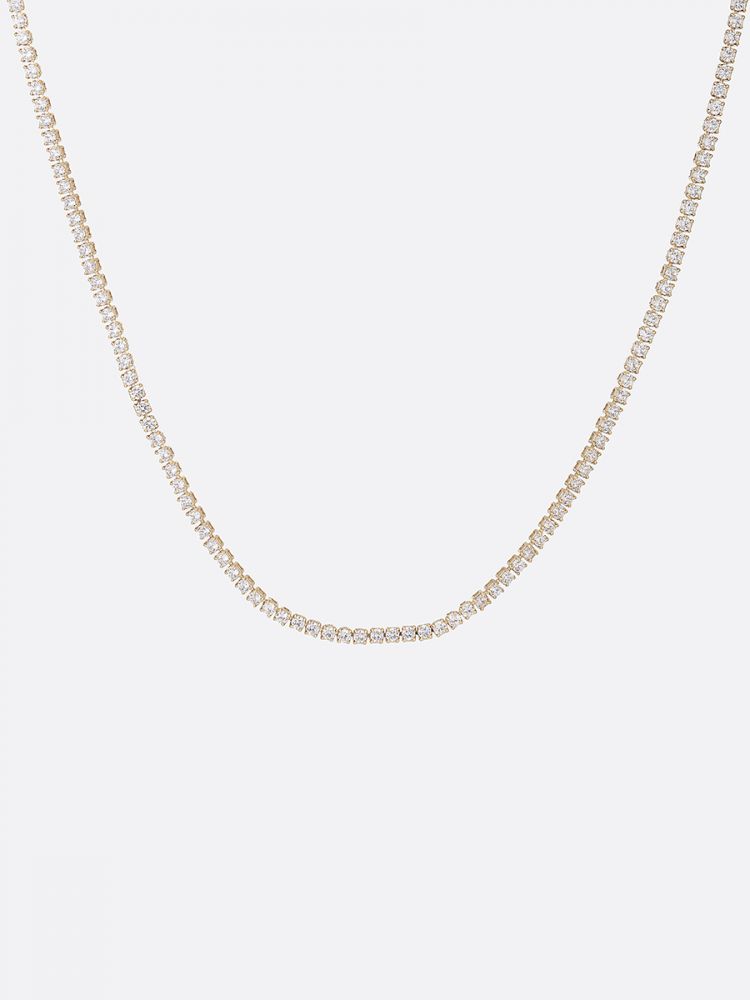 שרשרת צ’וקר טניס בציפוי זהב 14K