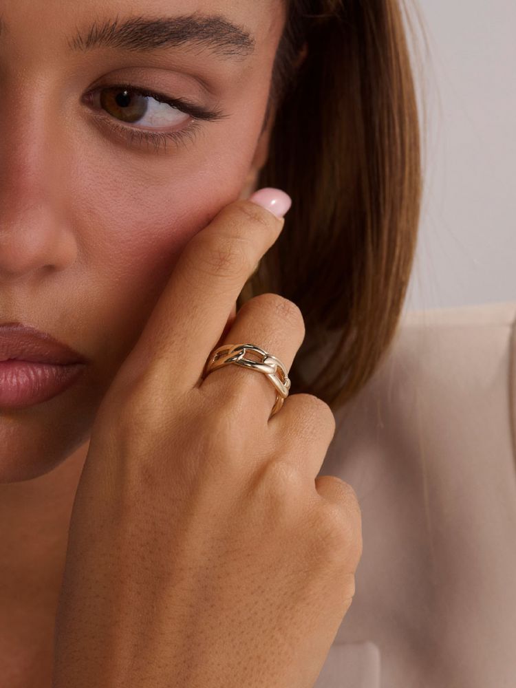 טבעת חוליות בציפוי זהב 14K