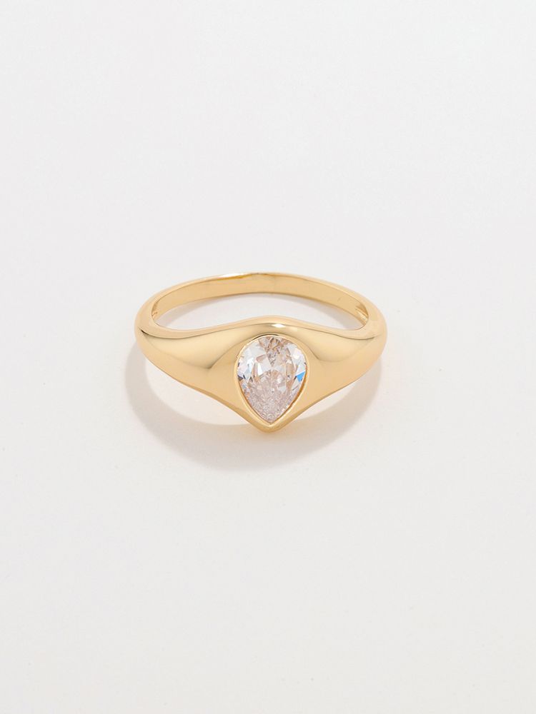 טבעת מעוטרת בציפוי זהב 14K