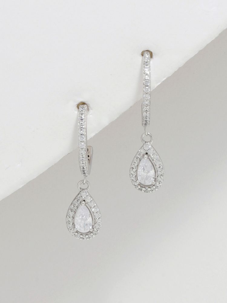 עגילי חישוק משובצים מכסף 925 עם תליון