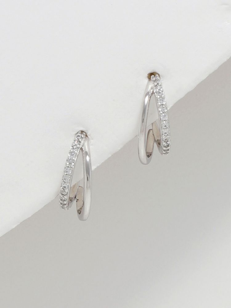 עגילי חישוק כפולים מכסף 925