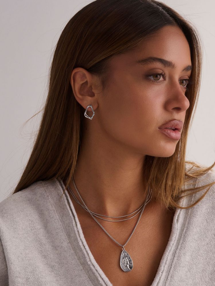 עגילים אמורפים ארוכים מכסף 925