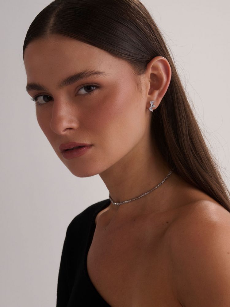 עגילי כתר משובצים מכסף 925