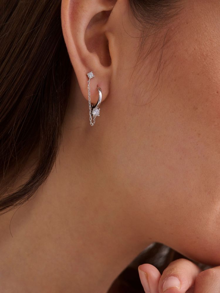 עגילים כפולים משובצים מכסף 925