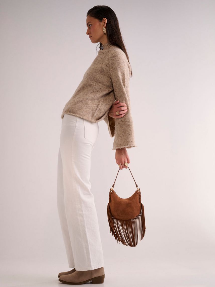 תיק צד חצי ירח עם פרנזים