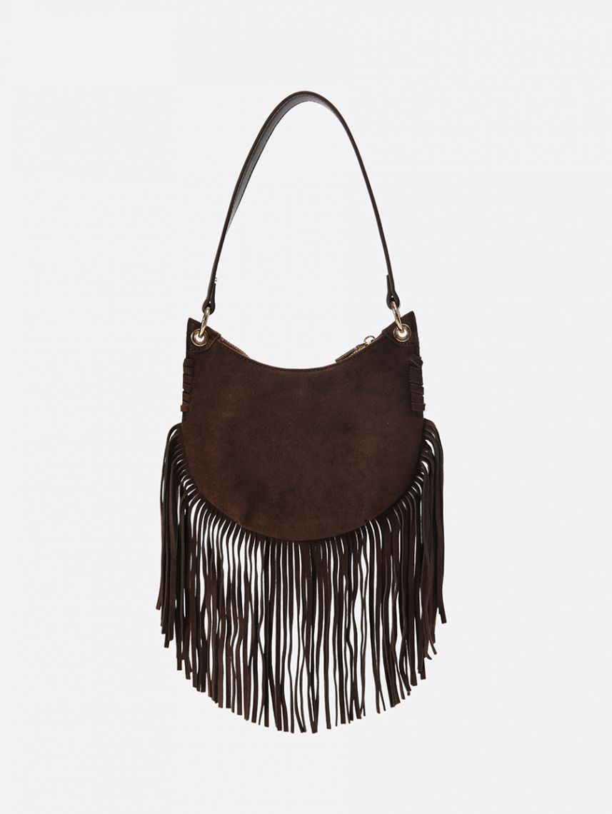 תיק צד חצי ירח עם פרנזים