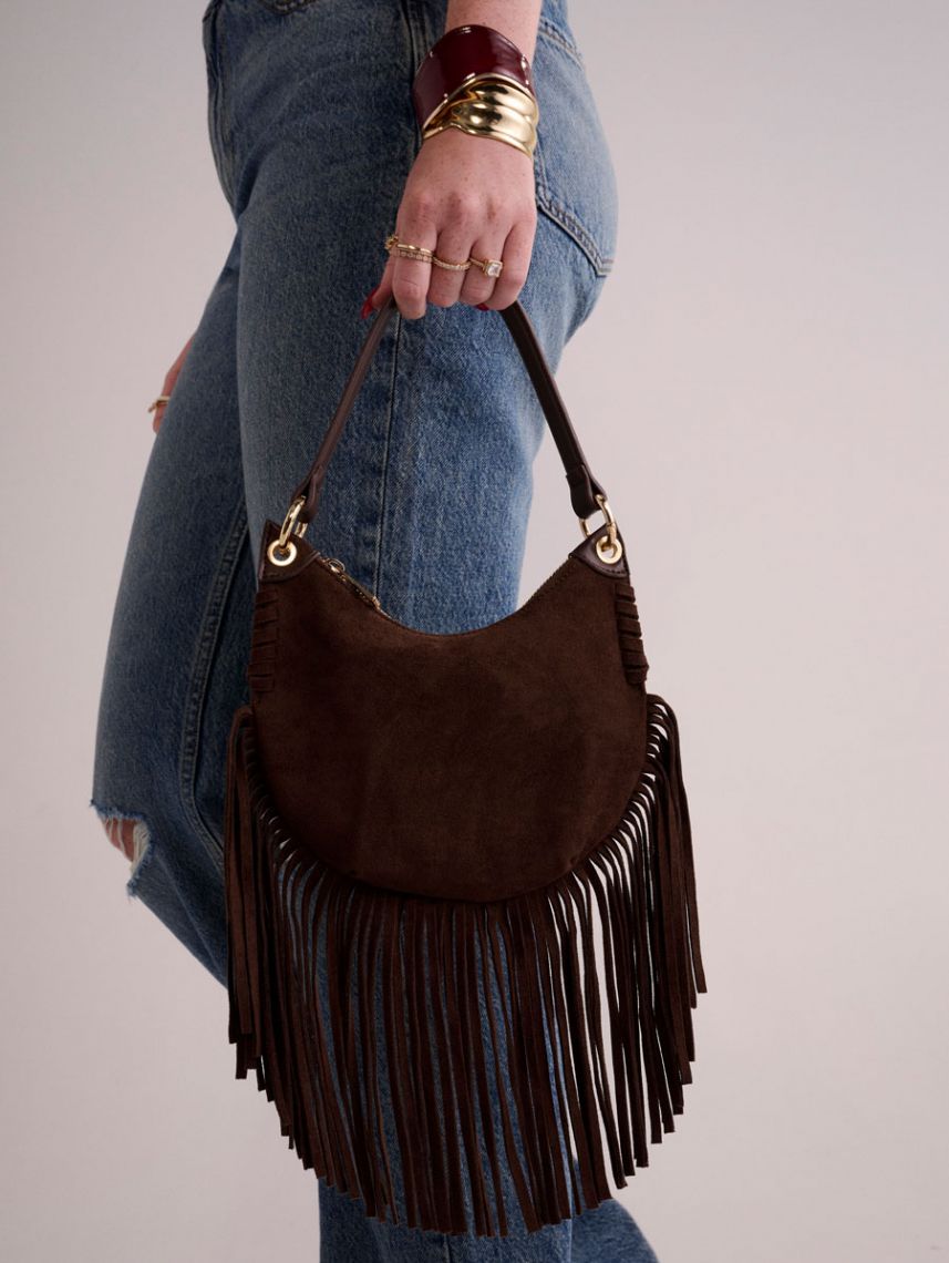 תיק צד חצי ירח עם פרנזים