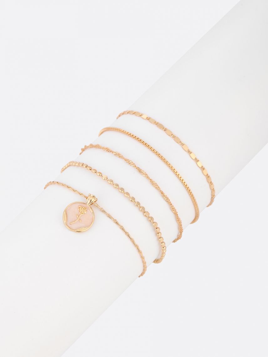 סט 5 צמידי חוליות