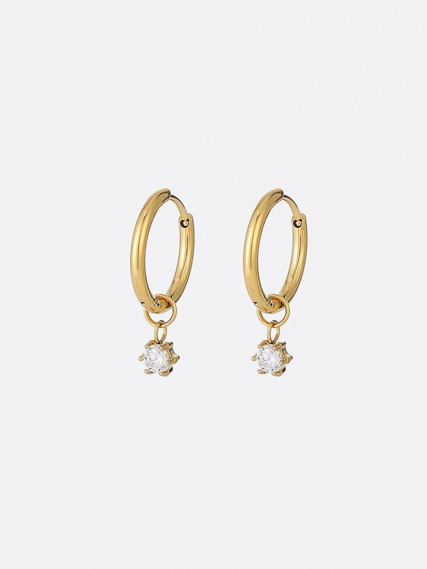 עגילי חישוק משובצים מפלדת אל-חלד