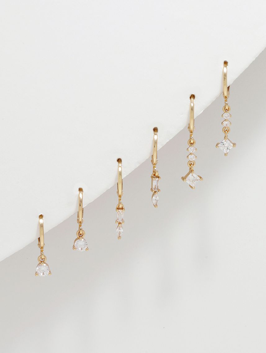 סט 3 זוגות עגילי חישוק