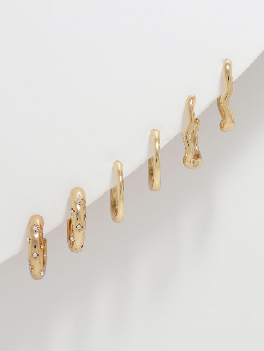 סט 3 זוגות עגילי חישוק