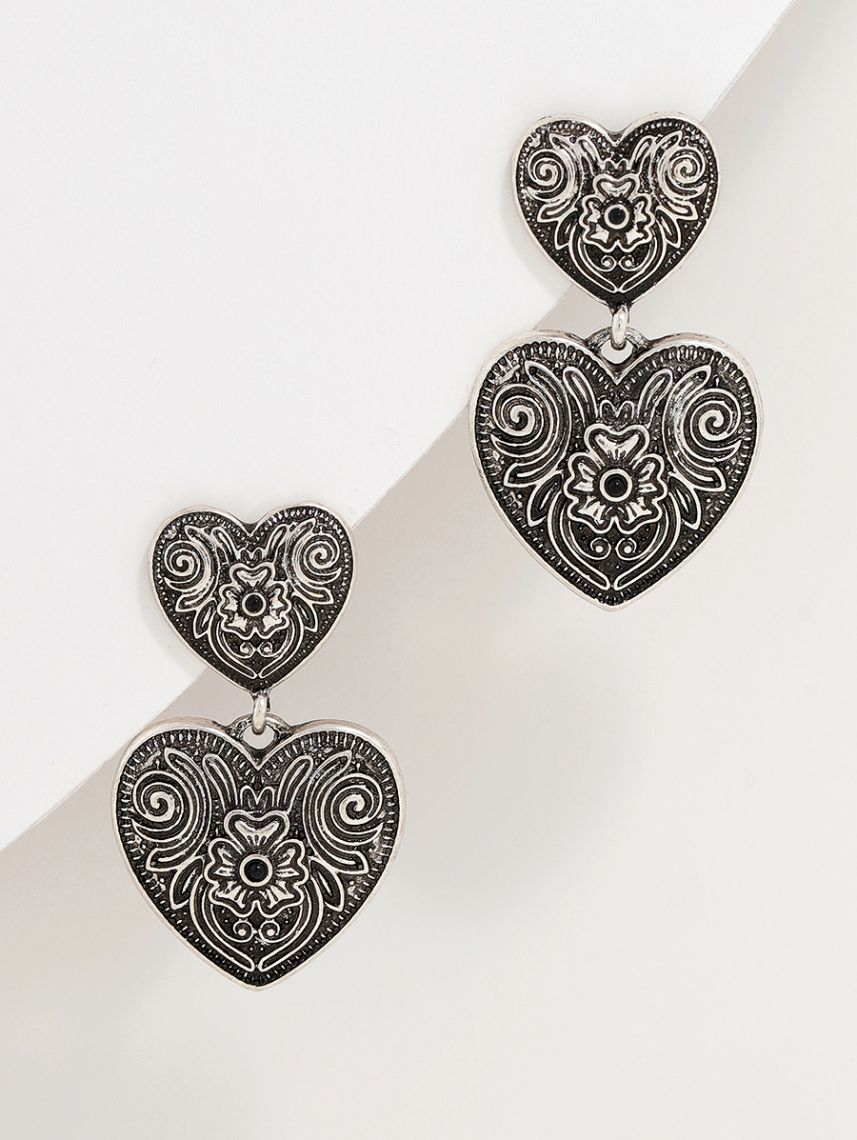 עגילי לבבות כפולים