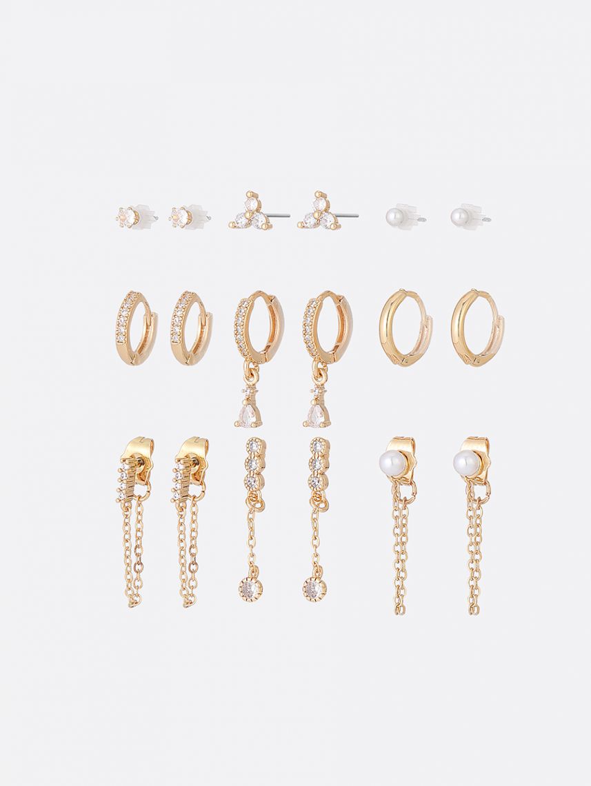 סט 9 זוגות עגילים