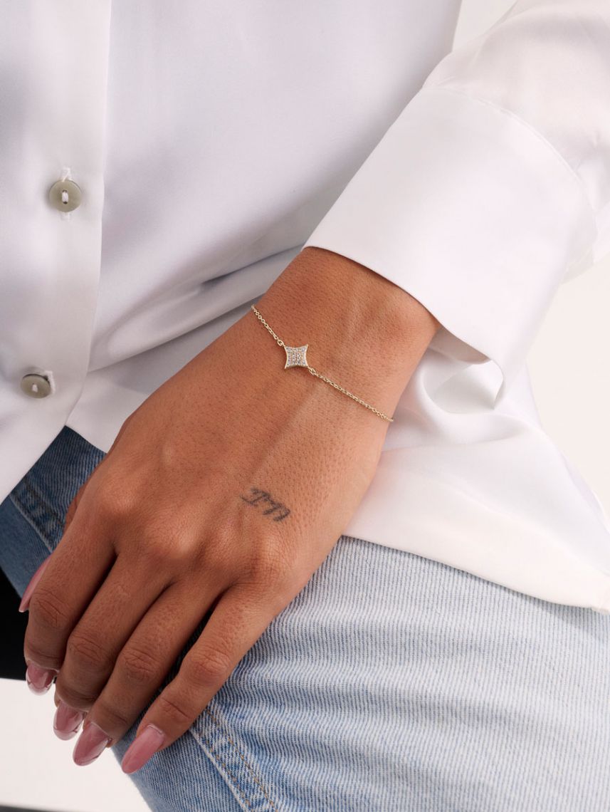 צמיד מעוין משובץ בציפוי זהב 14K