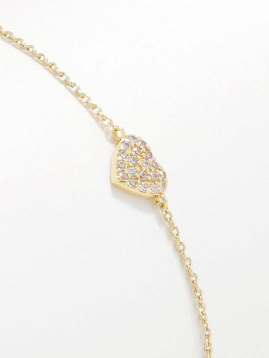 צמיד לב משובץ בציפוי זהב 14K