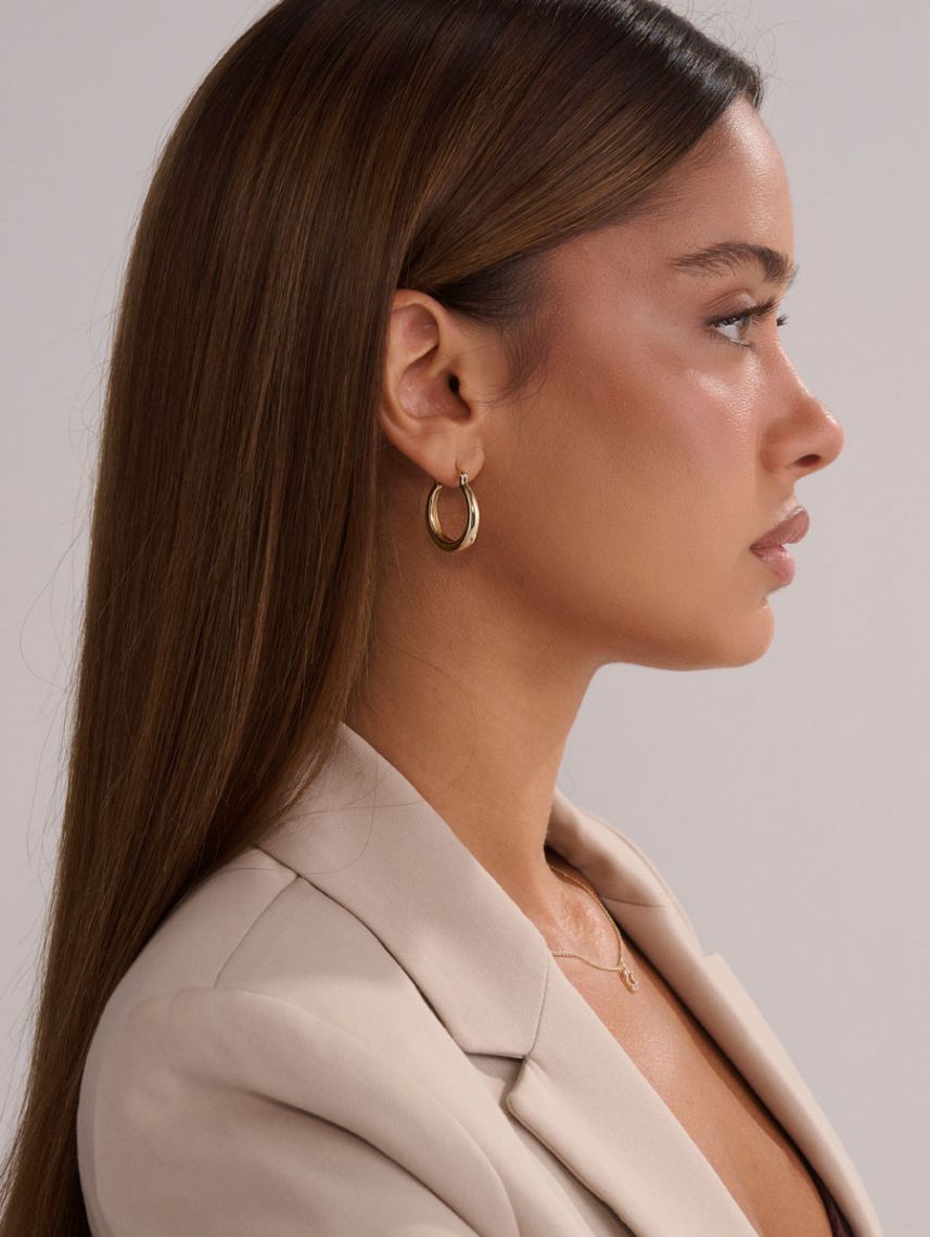 עגילי חישוק בציפוי זהב 14K