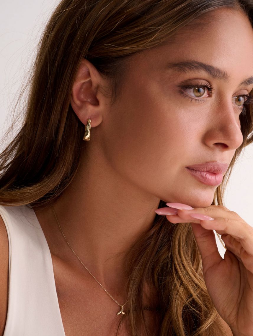 עגילי חישוק בציפוי זהב 14K