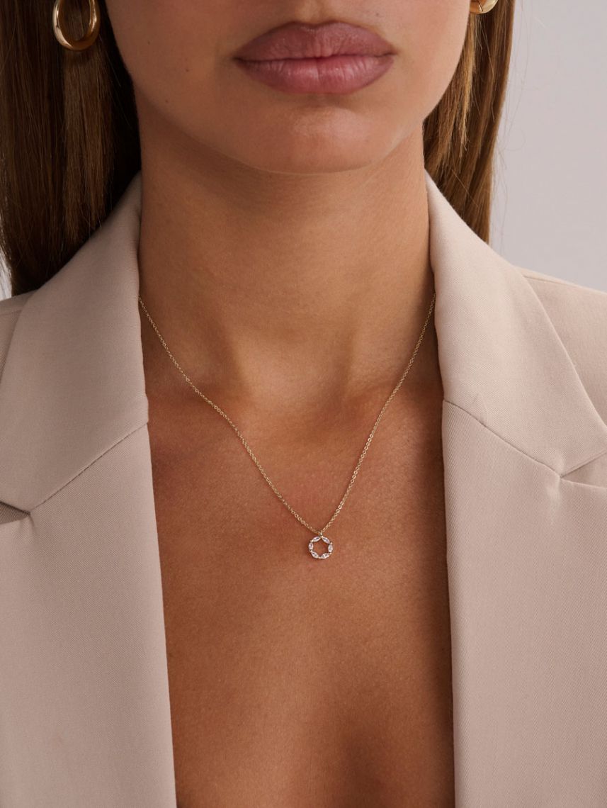 שרשרת רינג משובצת בציפוי זהב 14K