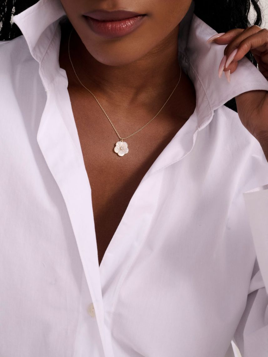 שרשרת ציפוי זהב 14K עם תליון פרח