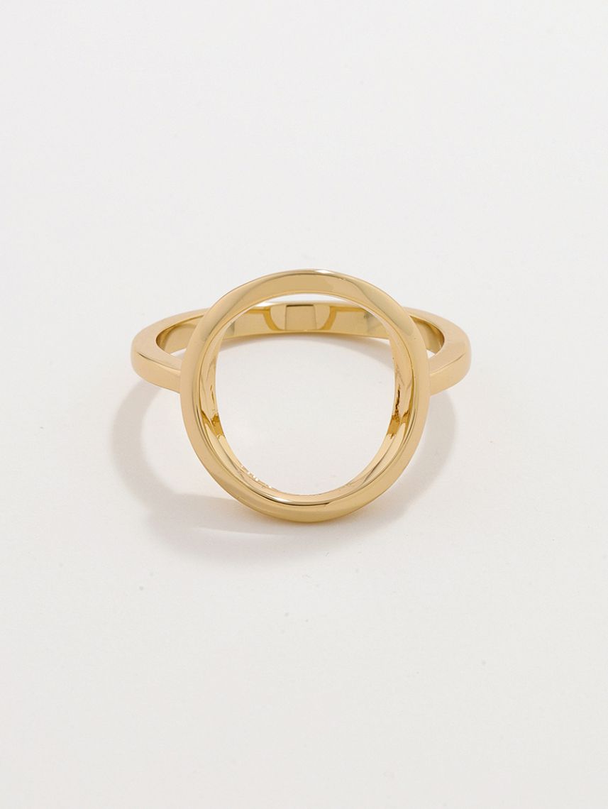 טבעת עיגול בציפוי זהב 14K