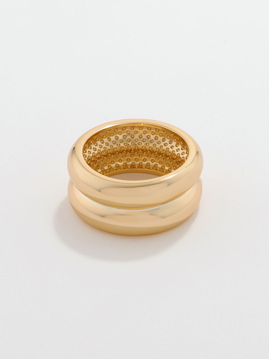 טבעת חישוק כפולה בציפוי זהב 14K