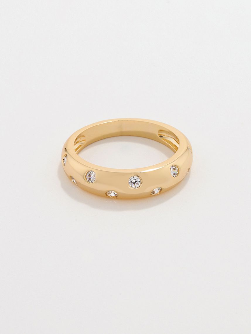 טבעת משובצת בציפוי זהב 14K