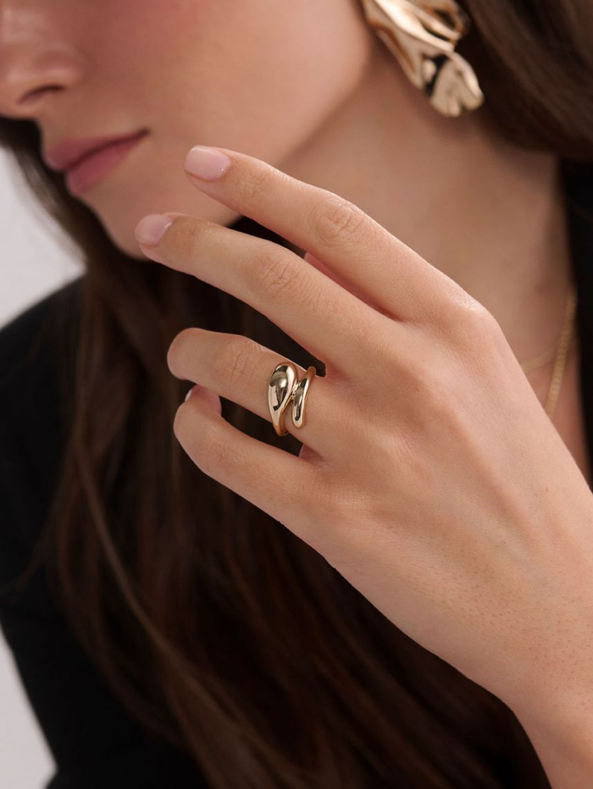 טבעת מעוצבת בציפוי זהב 14K