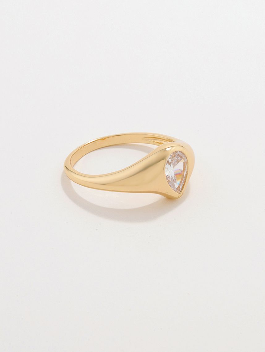 טבעת מעוטרת בציפוי זהב 14K