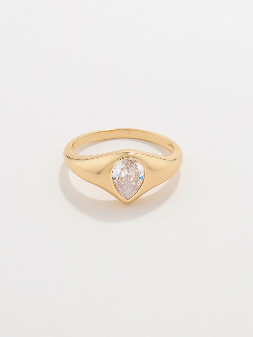 טבעת מעוטרת בציפוי זהב 14K