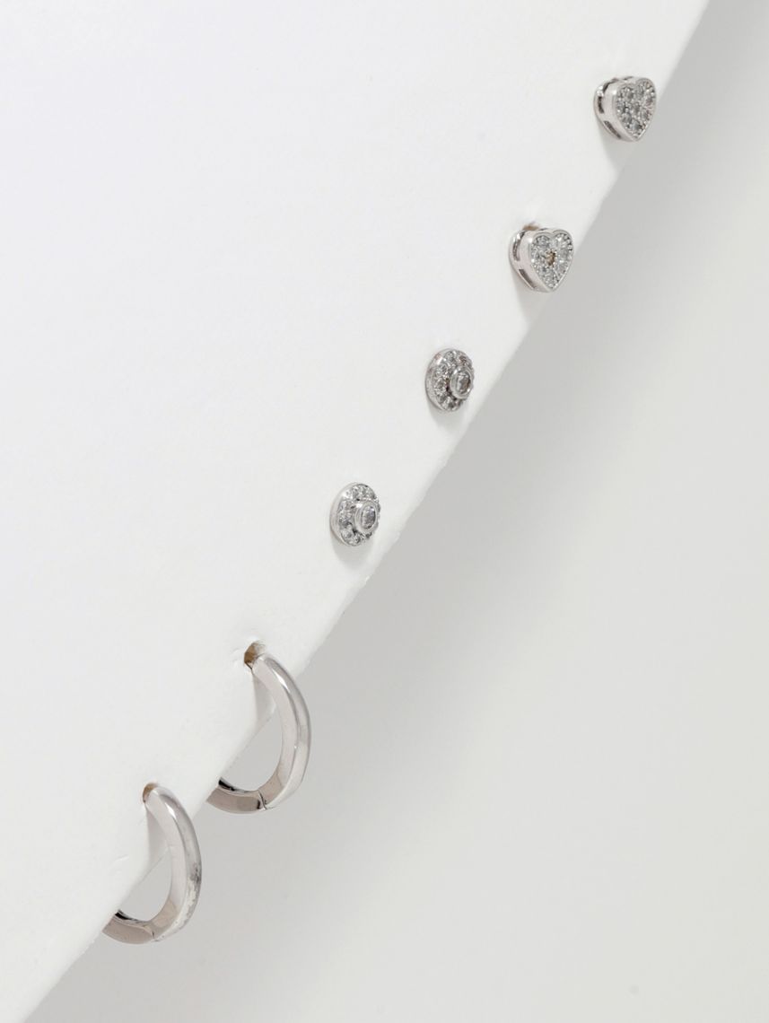 סט 3 עגילים צמודים מכסף 925